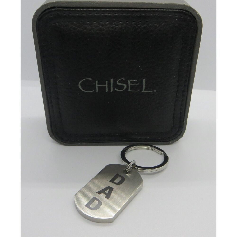 Fathers Day ! Chisel - Stainless Steel ~DAD~ Laser Etched Key Fob New In Box